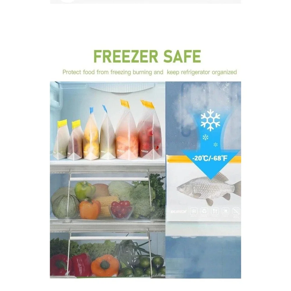 22 PCs Reusable Bags Dishwasher Safe Leakproof HEAVY DUTY Freezer Bag BPA Free